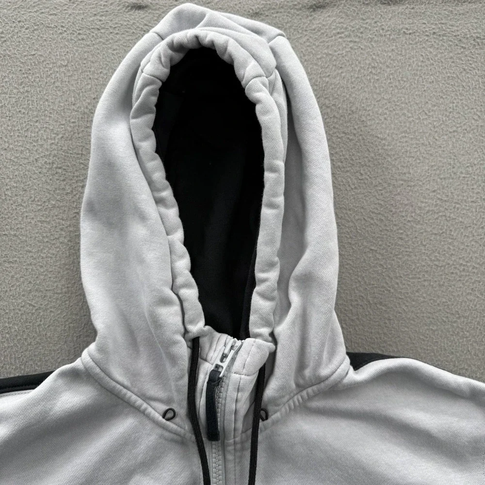 Nike Air Hoodie‎ Mens Large Gray Black Full Zip Fleece Sweatshirt Pockets Logo